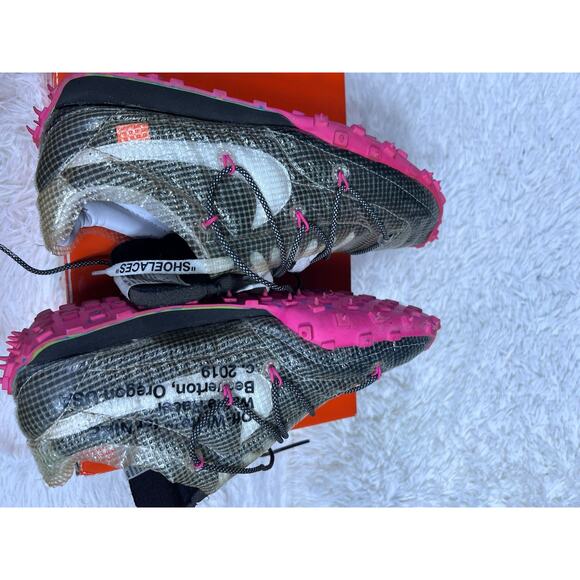 Nike Waffle Racer Shoes Womens Size 11.5 Off-White OW Fuchsia CD8180-001 *READ - Picture 13 of 14